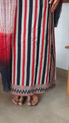 Black and red block printed cotton suit - DL72