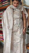 Light Beige Cross Stitch Embroidered Semi Tussar suit - MTV6 - B1