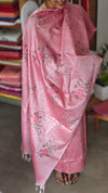 Pink Cross Stitch Embroidered Semi Tussar Suit - MTV6 - A1
