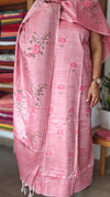 Pink Cross Stitch Embroidered Semi Tussar Suit - MTV6 - A1