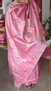 Pink Cross Stitch Embroidered Semi Tussar Suit - MTV6 - FC1