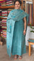 Teal Blue Cross Stitch Embroidered Semi Tussar Suit - MTV6 - X4