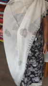 Black and cream printed cotton suit