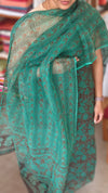 Green and brick red kota doria suit - GD331