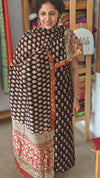 Black and brick red chanderi silk suit
