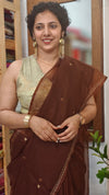 Caramel Brown Organza Saree with Pita Work - TD16 - 1C