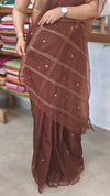 Caramel Brown Organza Saree with Pita Work - TD16 - 1C