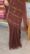 Caramel Brown Organza Saree with Pita Work - TD16 - 1C