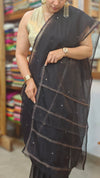 Black Organza Saree with Pita work embroidery - TD16 - 2B