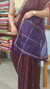 Wine shade organza saree with Pita Work Embroidery - TD16 - 4W
