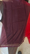 Red Organza Saree with Pita Work Embroidery - TD16 - 5R