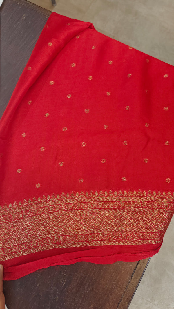 Chilli Red Banarasi Silk Saree - BLM8 - R1