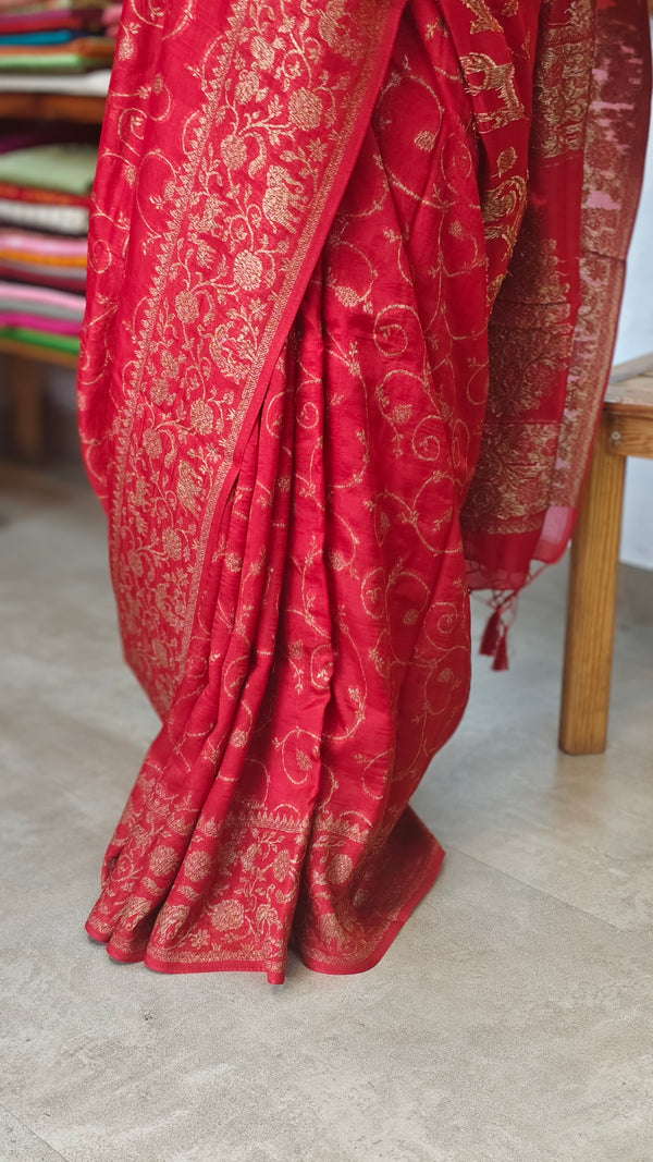 Chilli Red Banarasi Saree - BLM8 - R2