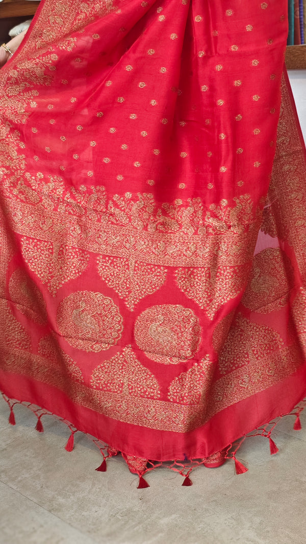 Chilli Red Banarasi Saree - BLM8 - R3