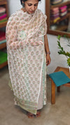 Cream Cotton Hakoba Block Printed Suit - Cream, Pink and Teal - CNA8