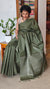 Moss Green Lined Noil Tussar Silk Saree - CNL3