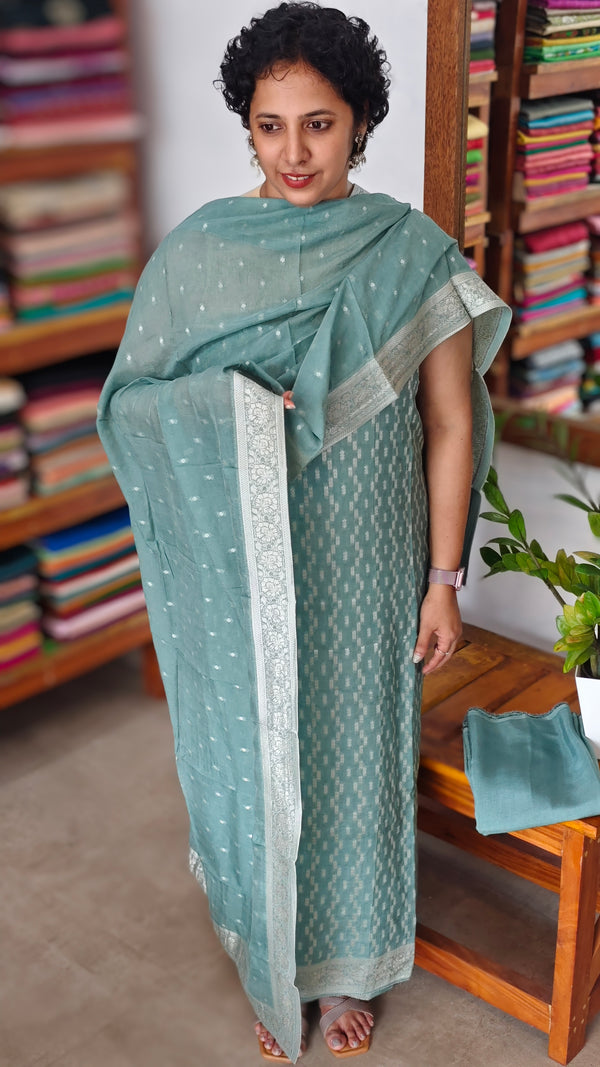 Teal Green Banarasi Georgette Suit - 5FSD