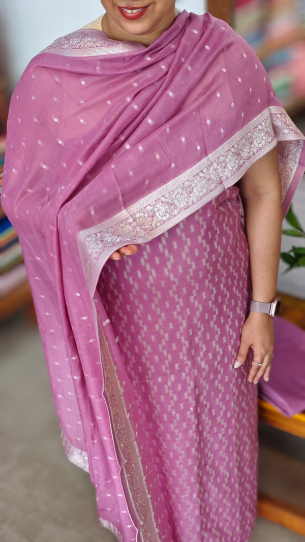 Lilac Georgette Banarasi Suit - 5FSD