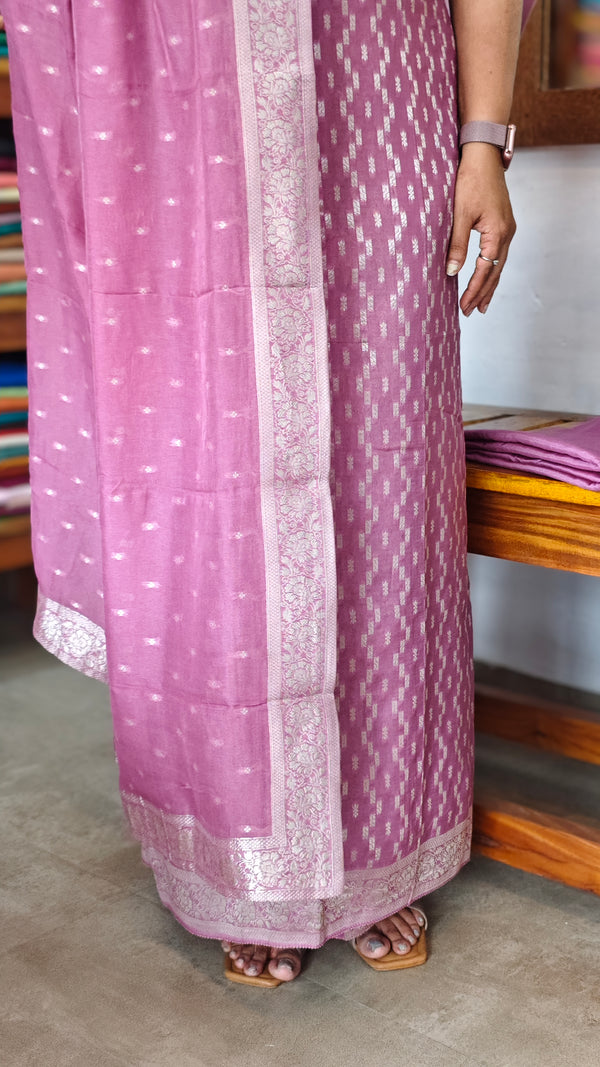 Lilac Georgette Banarasi Suit - 5FSD