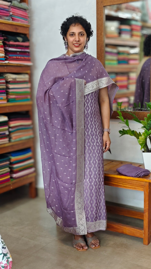 Dark Lavender Georgette Banarasi Suit - 5FSD