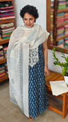 Indigo and white block printed cotton suit - BS10 - 1