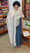 Indigo and white block printed cotton suit - BS10 - 2