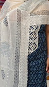 Indigo and white block printed cotton suit - BS10 - 2