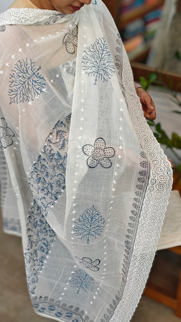 Indigo Block printed Cotton Suit - BS10 - 3