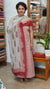 Red block printed cotton suit with chiffon dupatta