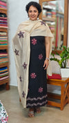 Black Cotton Applique Suit