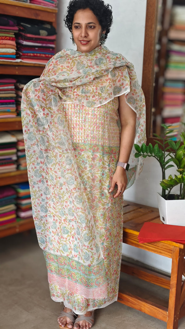 Kota Doria Block Printed Suit - GD331