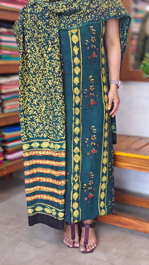 Green and Yellow Modal Cotton Suit