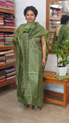 Forest Green Noil Tussar Cutwork Suit