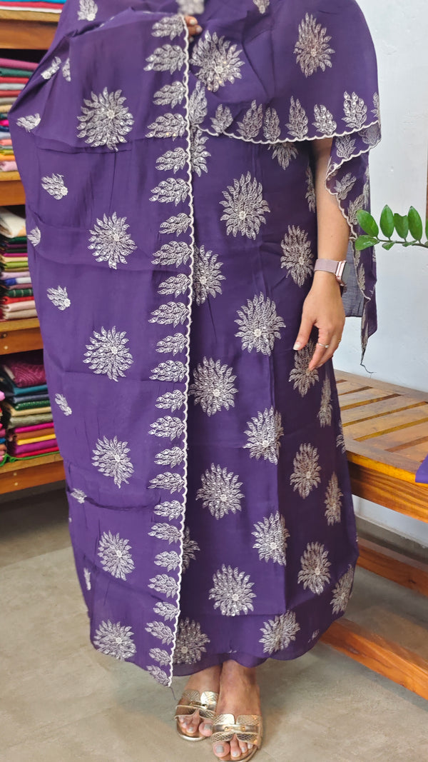 Purple Muslin Salwar Suit - HT49