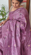 Dark Lavender Tussar Silk Saree - FSM8