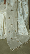 Off White Tussar Silk Saree - FSM8