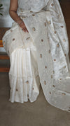 Off White Tussar Silk Saree - FSM8
