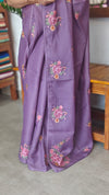 Purple Silky Kota Embroidered Saree - JCX