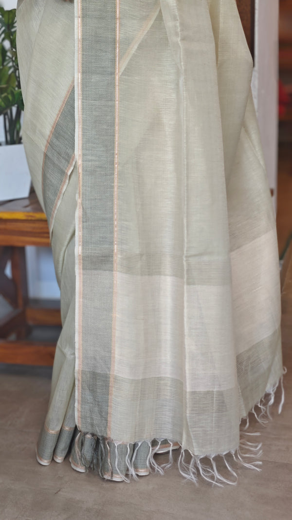 Pale Green Tissue Silk Saree - DR42