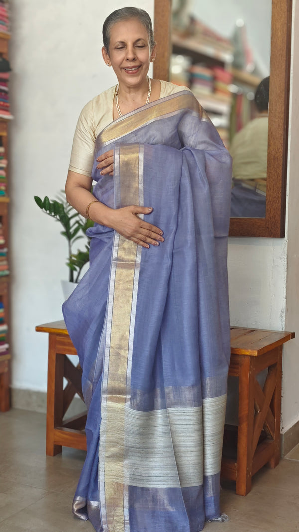 Purple Linen Silk Saree - DR42