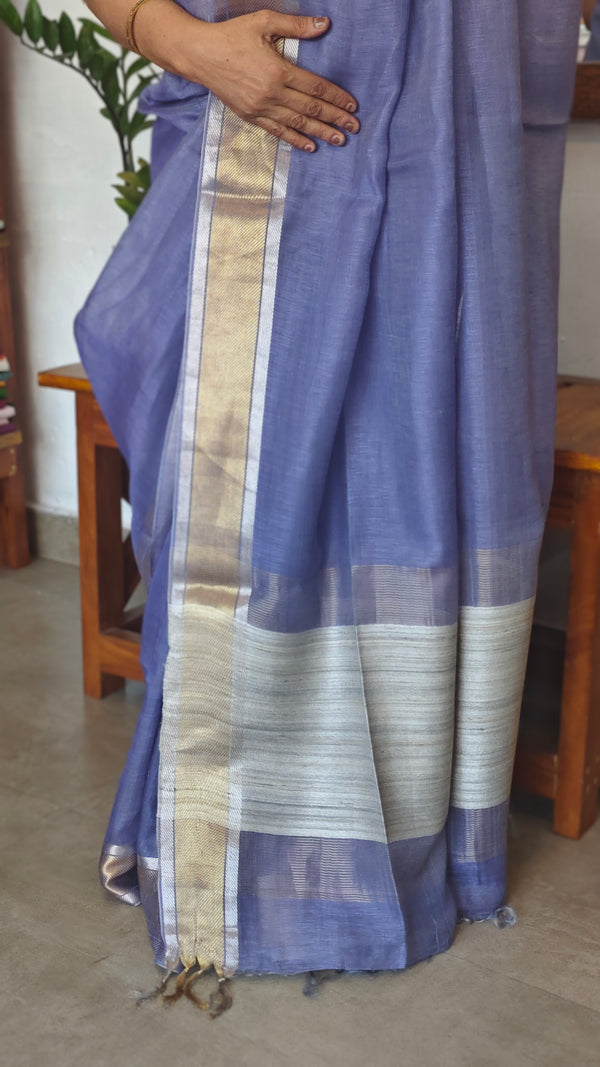 Purple Linen Silk Saree - DR42