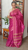 Pink Woven Semi Tussar Silk Saree - TF51