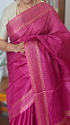 Pink Woven Semi Tussar Silk Saree - TF51