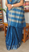 Blue Woven Semi Tussar Silk Saree - TF51