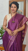 Wine Woven Semi Tussar Silk Saree - TF51