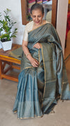 Metallic Green Tussar Tissue Saree - CCK3