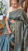 Metallic Green Tussar Tissue Saree - CCK3