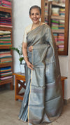 Metallic Grey tussar tissue saree - CCK3