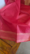 Red Woven Semi Tussar Silk Saree - TF51