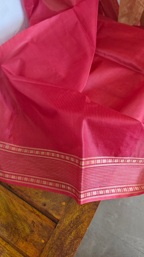 Red Woven Semi Tussar Silk Saree - TF51
